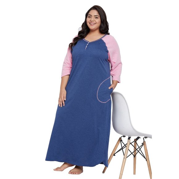 Gypsie Blue Women Nightgown with Long Sleeves Lounge Dress Maxi and Sleepwear - Picture 3 of 7